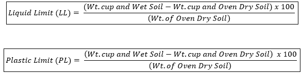 Liquid Limit And Plastic Limit Formula